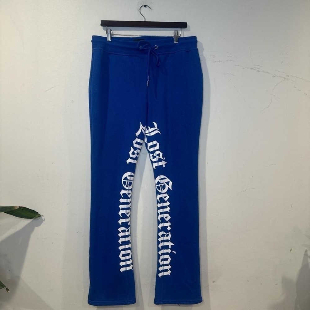 Lost Generation blue stacked Terry sweatpants LARGE #y2k #athleisure #mcbling